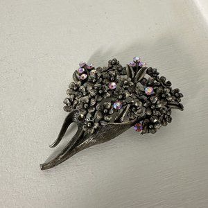 Vintage Weiss Silver Purple Amethyst Multiple Rhinestone AB Brooch Pin